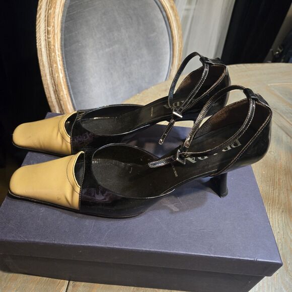 Prada Shoes - PRADA Sz 40 Brown Tan Patchwork High Heel Shoes Vintage